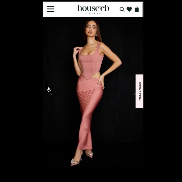 House of CB 'EDETTA' Rose Mesh Corset & ‘COLETTE’ Rose Satin Midi Skirt Set. - Picture 2 of 4